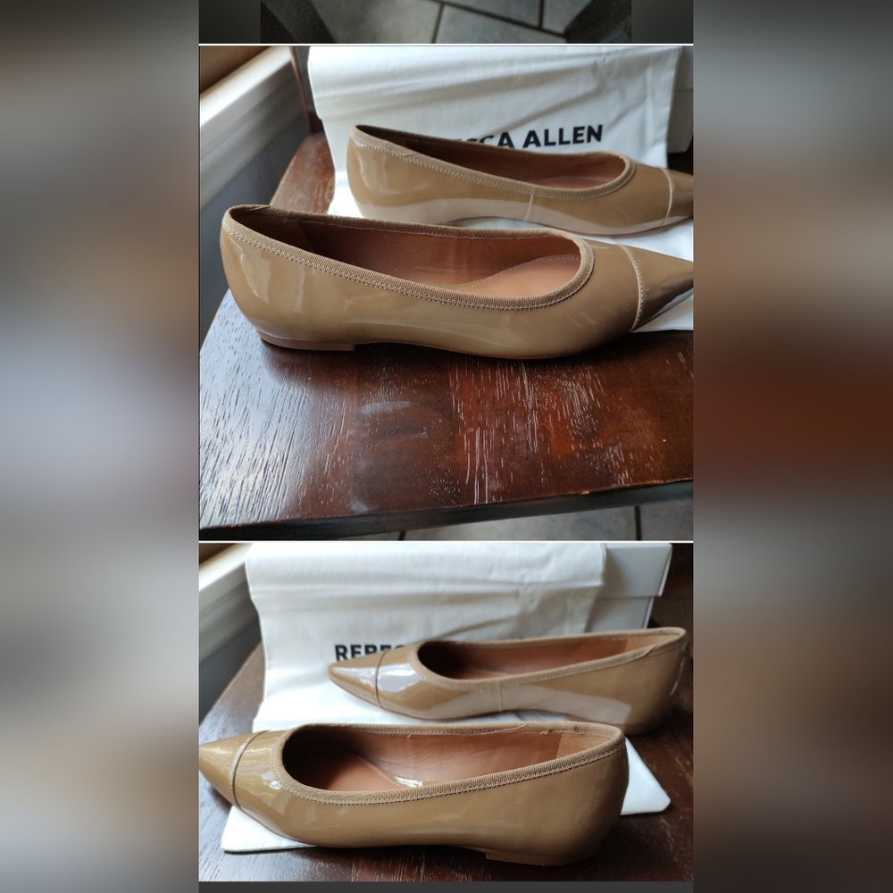 Rebecca Allen "The Skim" Women's Tan Caramel Nude 1 Patent Leather Flats Size 7 - Picture 9 of 9